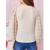 imageFloerns Girls Casual Puff Long Sleeve Round Neck Rib Knit Blouse Tee TopsBeige