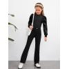 imageFloerns Girls Casual Puff Long Sleeve Round Neck Rib Knit Blouse Tee TopsBlack