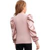 imageFloerns Girls Casual Puff Long Sleeve Round Neck Rib Knit Blouse Tee TopsDusty Pink