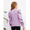 imageFloerns Girls Casual Puff Long Sleeve Round Neck Rib Knit Blouse Tee TopsLilac Purple
