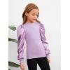 imageFloerns Girls Casual Puff Long Sleeve Round Neck Rib Knit Blouse Tee TopsLilac Purple