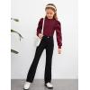 imageFloerns Girls Casual Puff Long Sleeve Round Neck Rib Knit Blouse Tee TopsMaroon