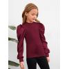 imageFloerns Girls Casual Puff Long Sleeve Round Neck Rib Knit Blouse Tee TopsMaroon