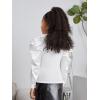 imageFloerns Girls Casual Puff Long Sleeve Round Neck Rib Knit Blouse Tee TopsWhite