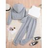imageFloerns Girls 3 Piece Outfit Crop Tank Top Sweatpants Set with Sweatshirt JacketGrey