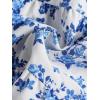 imageFloerns Girls Floral Print Sleeveless Ruched Ruffle Hem A Line Cami Short DressA Blue and White