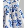 imageFloerns Girls Floral Print Sleeveless Ruched Ruffle Hem A Line Cami Short DressA Blue and White
