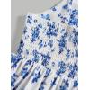 imageFloerns Girls Floral Print Sleeveless Ruched Ruffle Hem A Line Cami Short DressA Blue and White