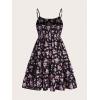 imageFloerns Girls Floral Print Sleeveless Ruched Ruffle Hem A Line Cami Short DressBlack