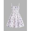 imageFloerns Girls Floral Print Sleeveless Ruched Ruffle Hem A Line Cami Short DressLilac Purple