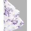 imageFloerns Girls Floral Print Sleeveless Ruched Ruffle Hem A Line Cami Short DressLilac Purple