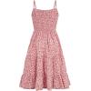imageFloerns Girls Floral Print Sleeveless Ruched Ruffle Hem A Line Cami Short DressPink