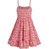 imageFloerns Girls Floral Print Sleeveless Ruched Ruffle Hem A Line Cami Short DressRed