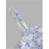 imageFloerns Girls Floral Print Sleeveless Ruched Ruffle Hem A Line Cami Short DressWhite Blue