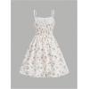 imageFloerns Girls Floral Print Sleeveless Ruched Ruffle Hem A Line Cami Short DressWhite Ivory