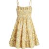 imageFloerns Girls Floral Print Sleeveless Ruched Ruffle Hem A Line Cami Short DressYellow White