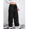 imageFloerns WomenS Plus Size Flap Pocket Drawstring High Rise Parachute Baggy Cargo PantsBlack