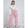 imageFloerns WomenS Plus Size Flap Pocket Drawstring High Rise Parachute Baggy Cargo PantsLight Pink Plain