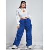 imageFloerns WomenS Plus Size Flap Pocket Drawstring High Rise Parachute Baggy Cargo PantsRoyal Blue