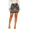 imageFloerns Womens Boho Floral Embroidered Casual Bodycon Short Mini SkirtBlack Multi