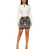 imageFloerns Womens Boho Floral Embroidered Casual Bodycon Short Mini SkirtBlack Multi