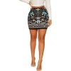imageFloerns Womens Boho Floral Embroidered Casual Bodycon Short Mini SkirtBlack Multi