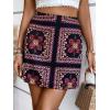imageFloerns Womens Boho Floral Embroidered Casual Bodycon Short Mini SkirtRed Multi