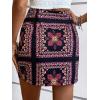 imageFloerns Womens Boho Floral Embroidered Casual Bodycon Short Mini SkirtRed Multi
