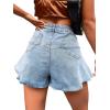 imageFloerns Womens High Waist Ruffle Raw Hem Loose Fit Wide Leg Denim ShortsLight Blue