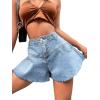 imageFloerns Womens High Waist Ruffle Raw Hem Loose Fit Wide Leg Denim ShortsLight Blue
