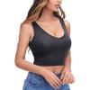imageFloerns Womens PU Leather V Neck Solid Sleeveless Camisole Crop Tank TopBlack Crocodile Mesh