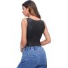 imageFloerns Womens PU Leather V Neck Solid Sleeveless Camisole Crop Tank TopBlack Crocodile Mesh