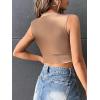imageFloerns Womens PU Leather V Neck Solid Sleeveless Camisole Crop Tank TopChampagne