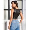 imageFloerns Womens PU Leather V Neck Solid Sleeveless Camisole Crop Tank TopMidnight Black