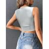 imageFloerns Womens PU Leather V Neck Solid Sleeveless Camisole Crop Tank TopSilver Solid