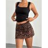 imageFloerns Womens Stretchy Elastic Waist Print Boho Mini SkirtLeopard