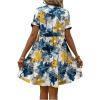 imageFloerns Womens V Neck Short Sleeve Ruffle Hem Colorblock Swing Shift Mini DressBlue and Yellow