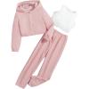 imageFloerns Girls 3 Piece Outfit Crop Tank Top Sweatpants Set with Sweatshirt JacketPink