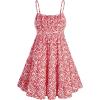 imageFloerns Girls Floral Print Sleeveless Ruched Ruffle Hem A Line Cami Short DressRed