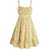 imageFloerns Girls Floral Print Sleeveless Ruched Ruffle Hem A Line Cami Short DressYellow White