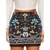 imageFloerns Womens Boho Floral Embroidered Casual Bodycon Short Mini SkirtBlack Multi