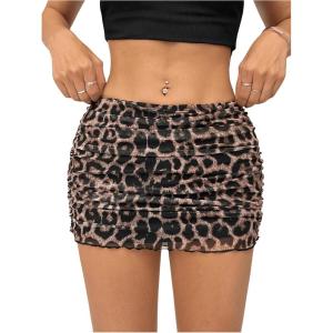 imageFloerns Womens Stretchy Elastic Waist Print Boho Mini SkirtCheetah