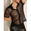 imageFloerns Mens Summer Crochet Knit Shirts Short Sleeve Button Down Shirt Hawaiian Shirt Vacation Beach ShirtsAzure Black