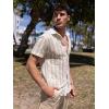 imageFloerns Mens Summer Crochet Knit Shirts Short Sleeve Button Down Shirt Hawaiian Shirt Vacation Beach ShirtsBeige