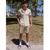 imageFloerns Mens Summer Crochet Knit Shirts Short Sleeve Button Down Shirt Hawaiian Shirt Vacation Beach ShirtsBeige