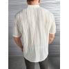 imageFloerns Mens Summer Crochet Knit Shirts Short Sleeve Button Down Shirt Hawaiian Shirt Vacation Beach ShirtsBeige Solid
