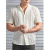 imageFloerns Mens Summer Crochet Knit Shirts Short Sleeve Button Down Shirt Hawaiian Shirt Vacation Beach ShirtsBeige Solid