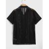 imageFloerns Mens Summer Crochet Knit Shirts Short Sleeve Button Down Shirt Hawaiian Shirt Vacation Beach ShirtsBlack