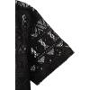 imageFloerns Mens Summer Crochet Knit Shirts Short Sleeve Button Down Shirt Hawaiian Shirt Vacation Beach ShirtsBlack Jade