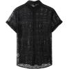 imageFloerns Mens Summer Crochet Knit Shirts Short Sleeve Button Down Shirt Hawaiian Shirt Vacation Beach ShirtsBlack Jade